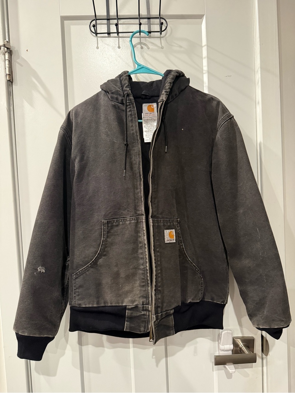 Carhartt Black Hooded Utility Jacket with Ribbed Hem